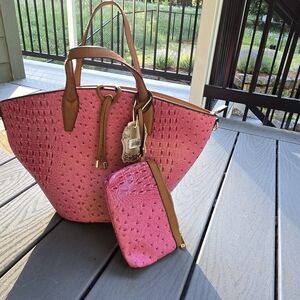 Pink and Brown Monogram Tote with Leather Accents